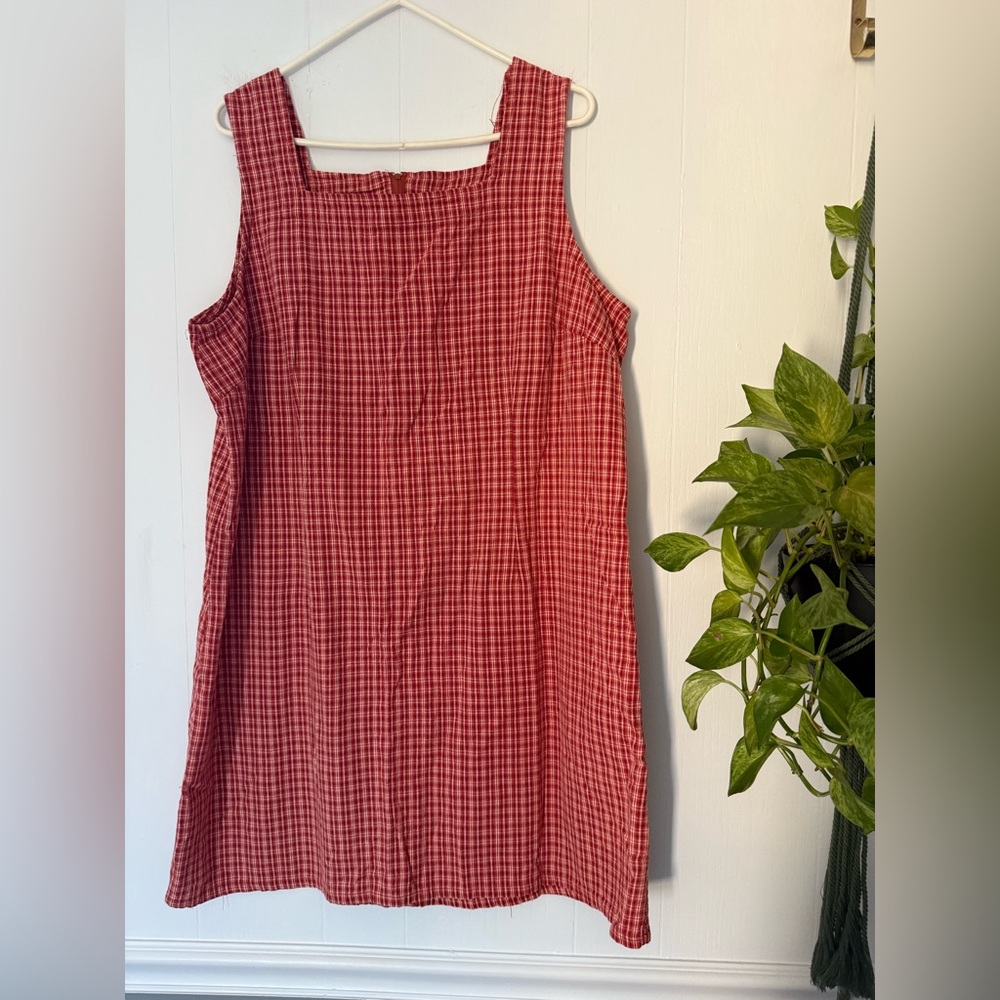Vintage 90s Y2K Faded Glory Red Gingham Mini Dress